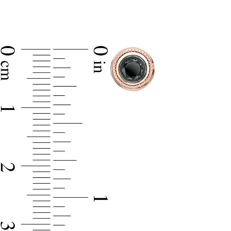 0.63 CT. T.W. Enhanced Black Diamond Bezel-Set Solitaire Vintage-Style Stud Earrings in 10K Rose Gold