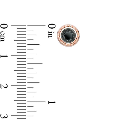 0.63 CT. T.W. Enhanced Black Diamond Bezel-Set Solitaire Vintage-Style Stud Earrings in 10K Rose Gold