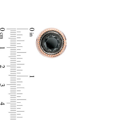 1 CT. T.W. Enhanced Black Diamond Bezel-Set Solitaire Vintage-Style Stud Earrings in 10K Rose Gold