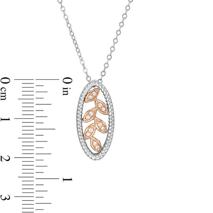 0.07 CT. T.W. Natural Diamond Open Oval Leaf Pendant in 10K Two-Tone Gold