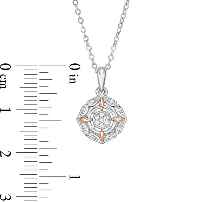 0.07 CT. T.W. Composite Natural Diamond Antique Vintage-Style Pendant in 10K Two-Tone Gold