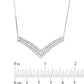 1 CT. T.W. Baguette and Round Natural Diamond Multi-Row Chevron Necklace in 10K White Gold
