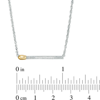 Natural Diamond Accent Matchstick Necklace in Sterling Silver and 10K Yellow Gold