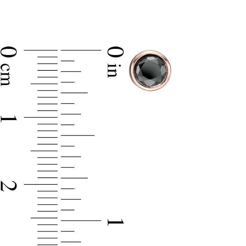 0.75 CT. T.W. Enhanced Black Diamond Bezel-Set Solitaire Stud Earrings in 10K Rose Gold