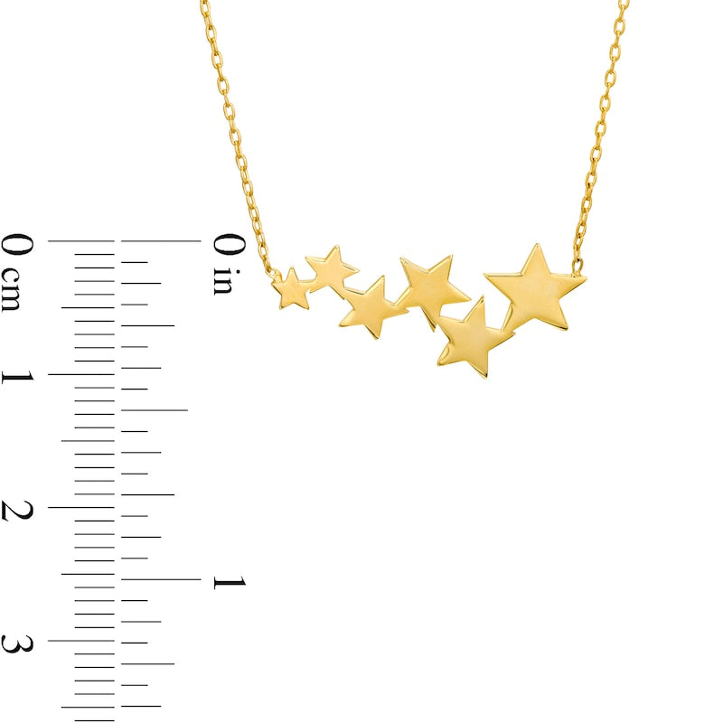 Graduated Star Cluster Necklace in 14K Gold