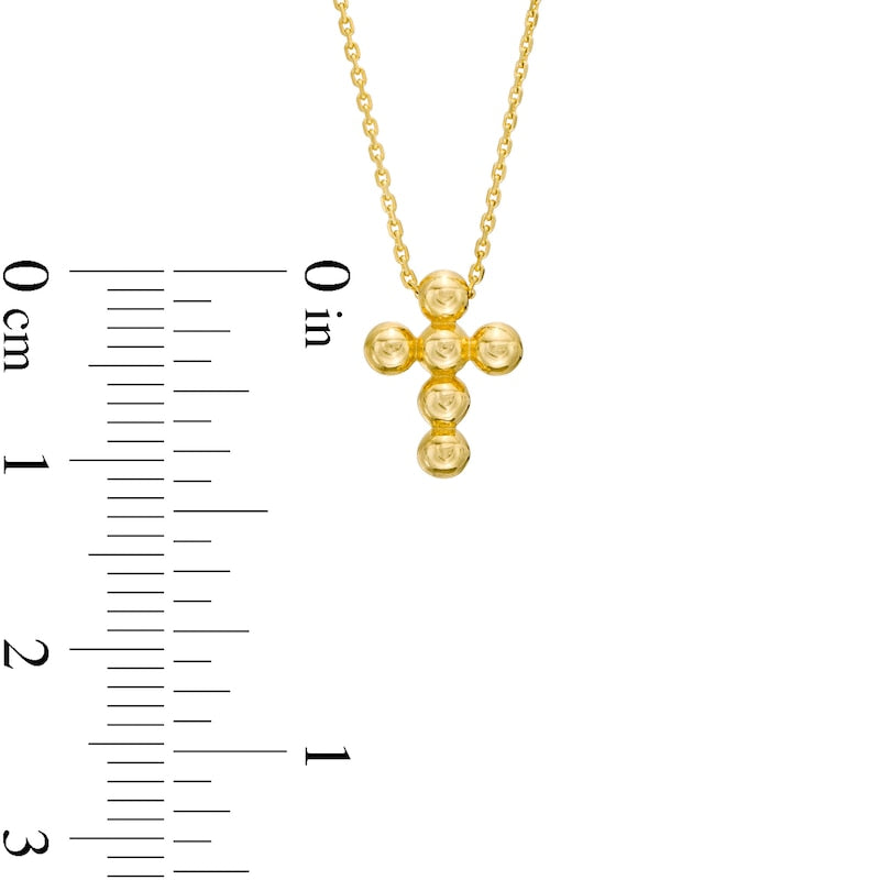 Small Bead Cross Necklace in 14K Gold