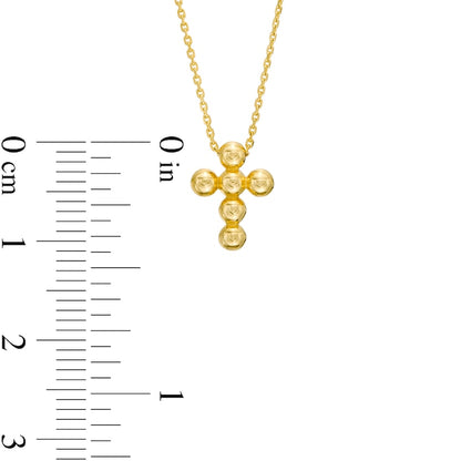 Small Bead Cross Necklace in 14K Gold