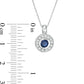 4.5mm Blue Sapphire and 0.17 CT. T.W. Natural Diamond Open Frame Antique Vintage-Style Pendant in 14K White Gold