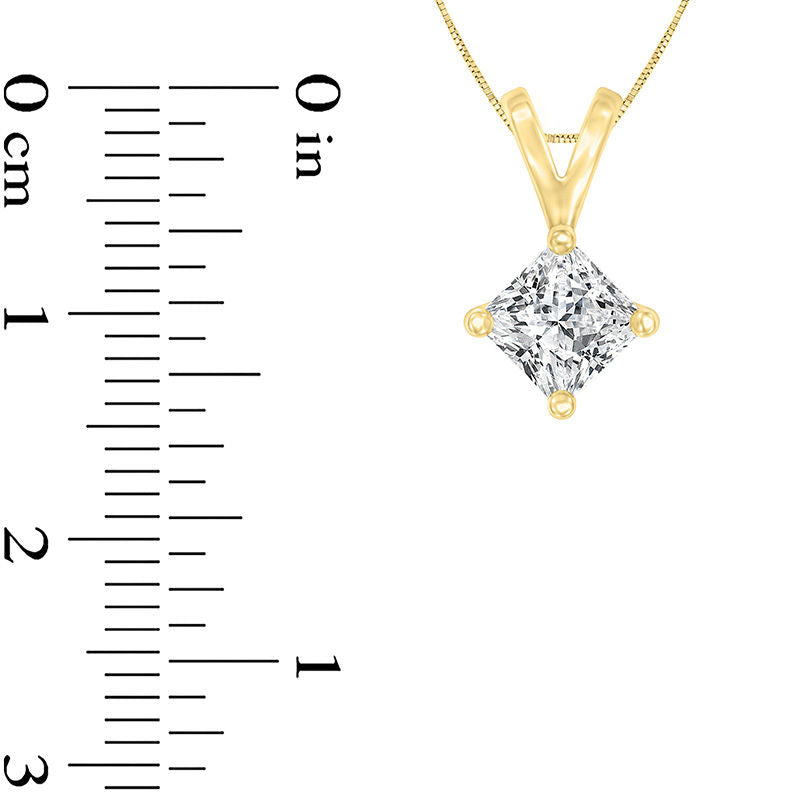 1 CT. Certified Princess-Cut Natural Clarity Enhanced Solitaire Pendant in 14K Gold (I/SI2)