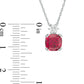 8.0mm Cushion-Cut Lab-Created Ruby and White Sapphire Pendant in Sterling Silver