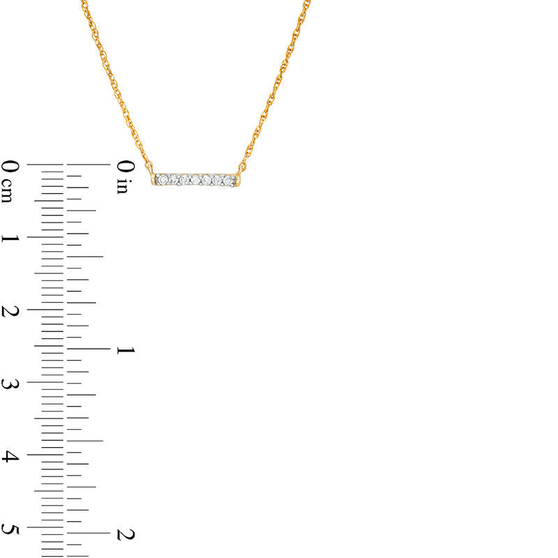 0.07 CT. T.W. Natural Diamond Bar Necklace in 10K Yellow Gold - 17.5"
