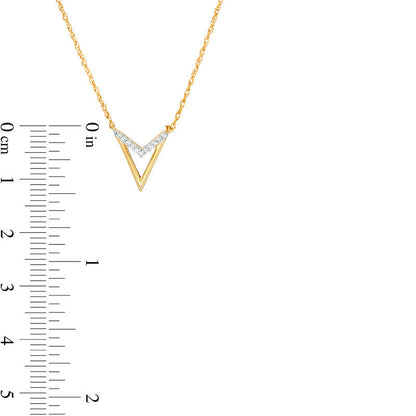 0.05 CT. T.W. Natural Diamond "V" Chevron Necklace in 10K Yellow Gold - 17.5"