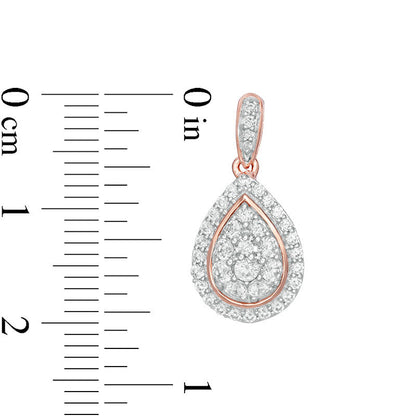 0.75 CT. T.W. Composite Diamond Teardrop-Shaped Frame Drop Earrings in 10K Rose Gold