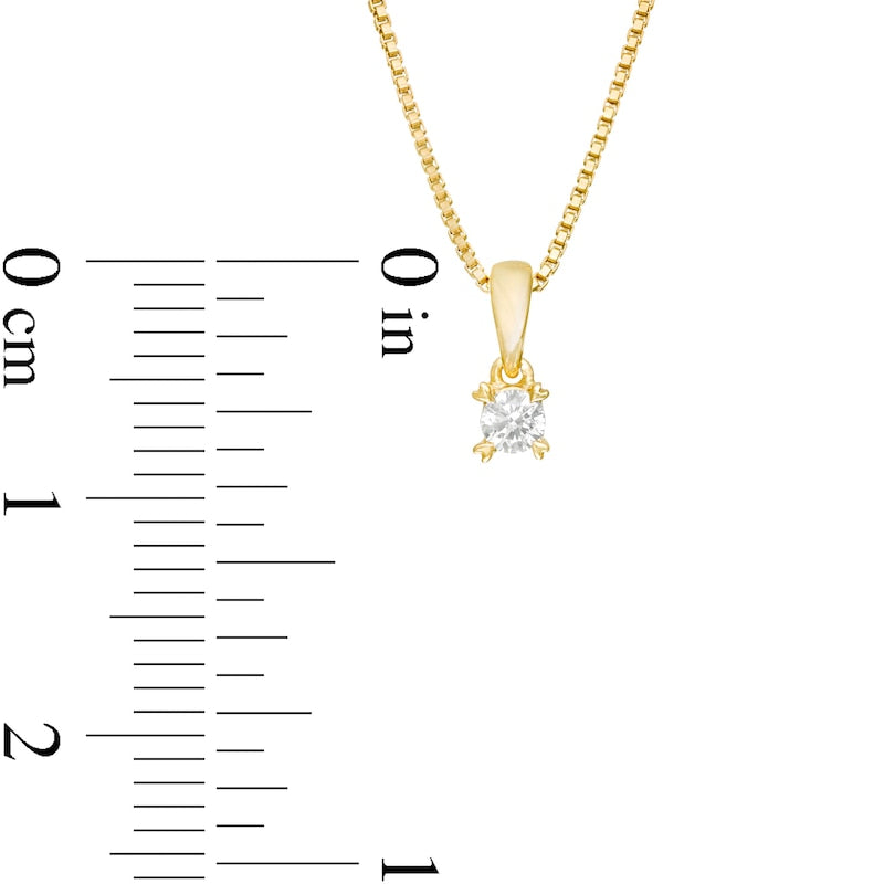 0.1 CT. T.W. Natural Clarity Enhanced Solitaire with Heart Prongs Pendant in 10K Yellow Gold