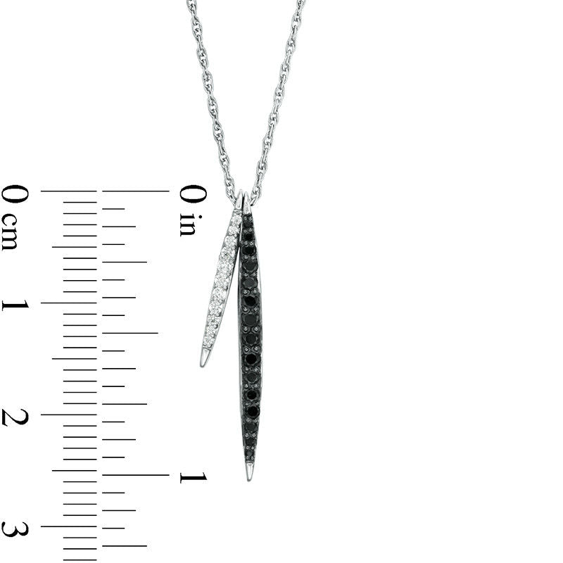 0.2 CT. T.W. Enhanced Black and White Natural Diamond Vertical Bars Pendant in Sterling Silver