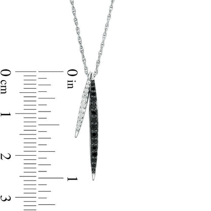 0.2 CT. T.W. Enhanced Black and White Natural Diamond Vertical Bars Pendant in Sterling Silver