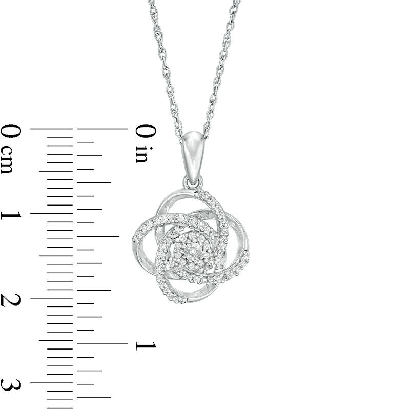 0.13 CT. T.W. Natural Diamond Love Knot Pendant in Sterling Silver