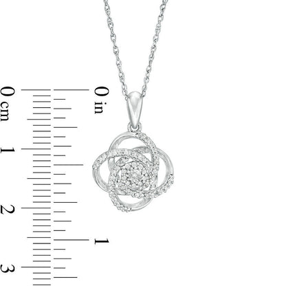 0.13 CT. T.W. Natural Diamond Love Knot Pendant in Sterling Silver