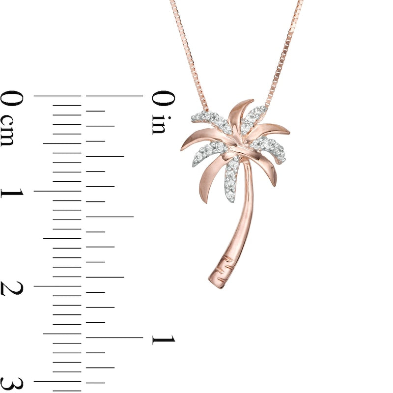 0.1 CT. T.W. Natural Diamond Palm Tree Pendant in 10K Rose Gold