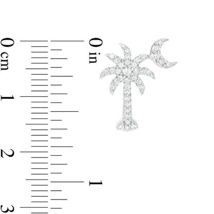 0.33 CT. T.W. Diamond Palm Tree with Moon Stud Earrings in 10K Rose Gold