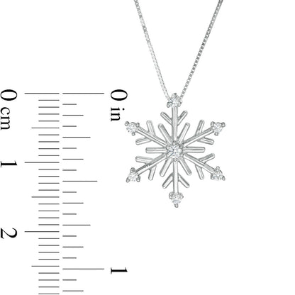 0.1 CT. T.W. Natural Diamond Snowflake Pendant in 10K White Gold