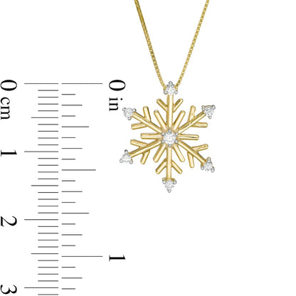 0.1 CT. T.W. Natural Diamond Snowflake Pendant in 10K Yellow Gold