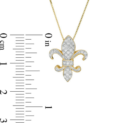 0.13 CT. T.W. Natural Diamond Fleur-De-Lis Pendant in 10K Yellow Gold