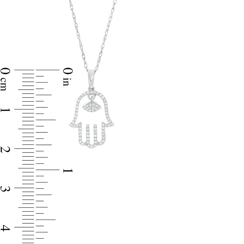 0.17 CT. T.W. Natural Diamond Hamsa Pendant in 10K White Gold