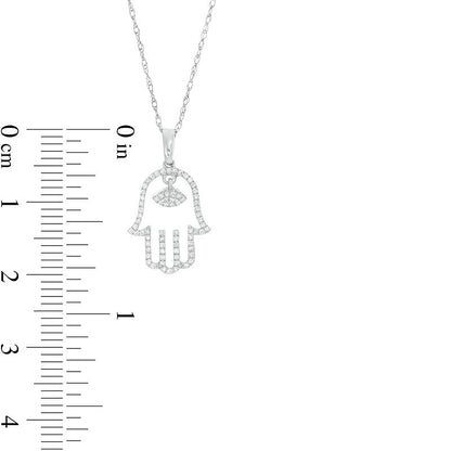 0.17 CT. T.W. Natural Diamond Hamsa Pendant in 10K White Gold