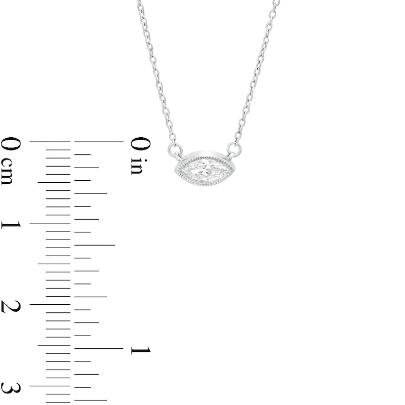 Sideways 1/5 CT. Marquise Natural Clarity Enhanced Solitaire Antique Vintage-Style Necklace in 10K White Gold