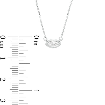 Sideways 1/5 CT. Marquise Natural Clarity Enhanced Solitaire Antique Vintage-Style Necklace in 10K White Gold
