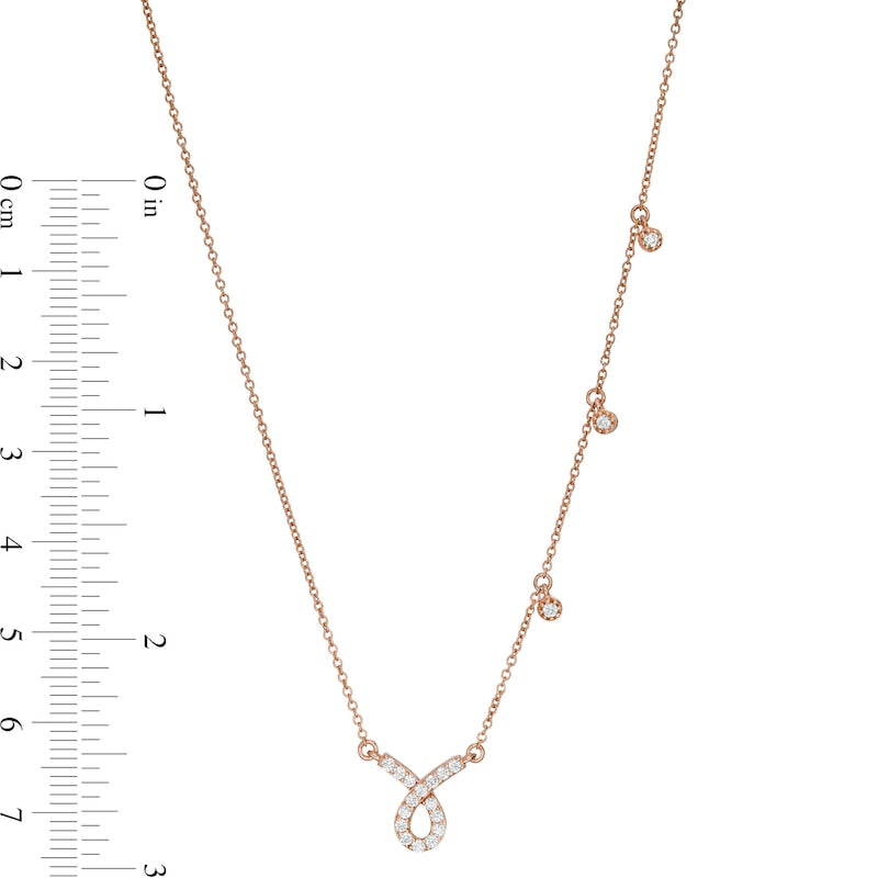 0.25 CT. T.W. Natural Diamond Awareness Ribbon Necklace in Sterling Silver with 14K Rose Gold Plate