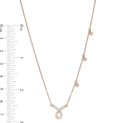 0.25 CT. T.W. Natural Diamond Awareness Ribbon Necklace in Sterling Silver with 14K Rose Gold Plate