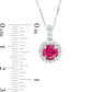 7.0mm Lab-Created Ruby and White Sapphire Frame Drop Pendant in Sterling Silver
