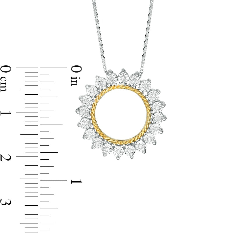 0.05 CT. T.W. Natural Diamond Sun Outline Pendant in Sterling Silver and 14K Gold Plate