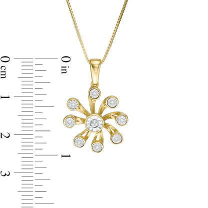 Natural Diamond Accent Open Pinwheel Pendant in Sterling Silver with 14K Gold Plate