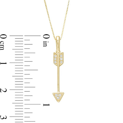 Natural Diamond Accent Linear Arrow Pendant in 10K Yellow Gold