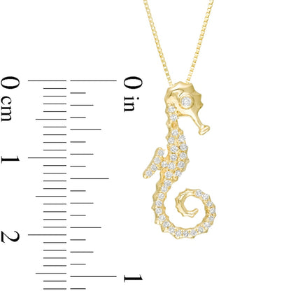 0.13 CT. T.W. Natural Diamond Seahorse Pendant in 10K Yellow Gold