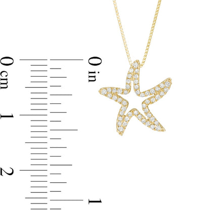 0.17 CT. T.W. Natural Diamond Starfish Outline Pendant in 10K Yellow Gold