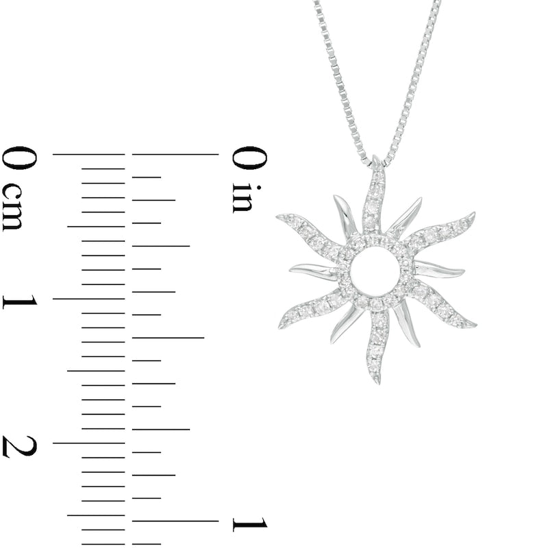 0.13 CT. T.W. Natural Diamond Sun Pendant in 10K White Gold