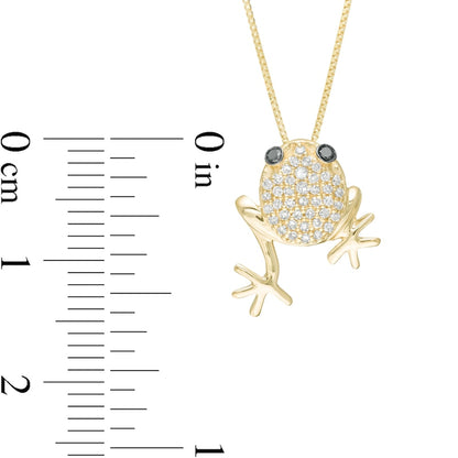 0.13 CT. T.W. Enhanced Black and White Natural Diamond Frog Pendant in 10K Yellow Gold