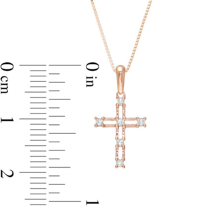 Natural Diamond Accent Bamboo Cross Pendant in 10K Rose Gold