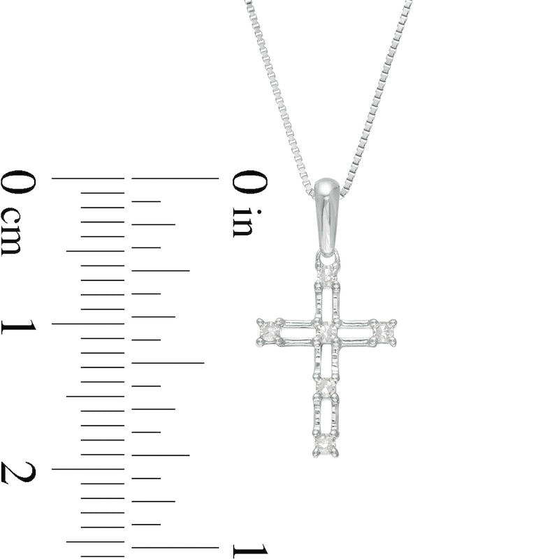 Natural Diamond Accent Bamboo Cross Pendant in 10K White Gold