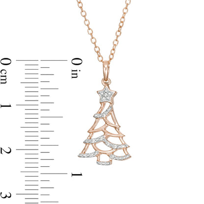 Natural Diamond Accent Christmas Tree Pendant in Sterling Silver with 14K Rose Gold Plate
