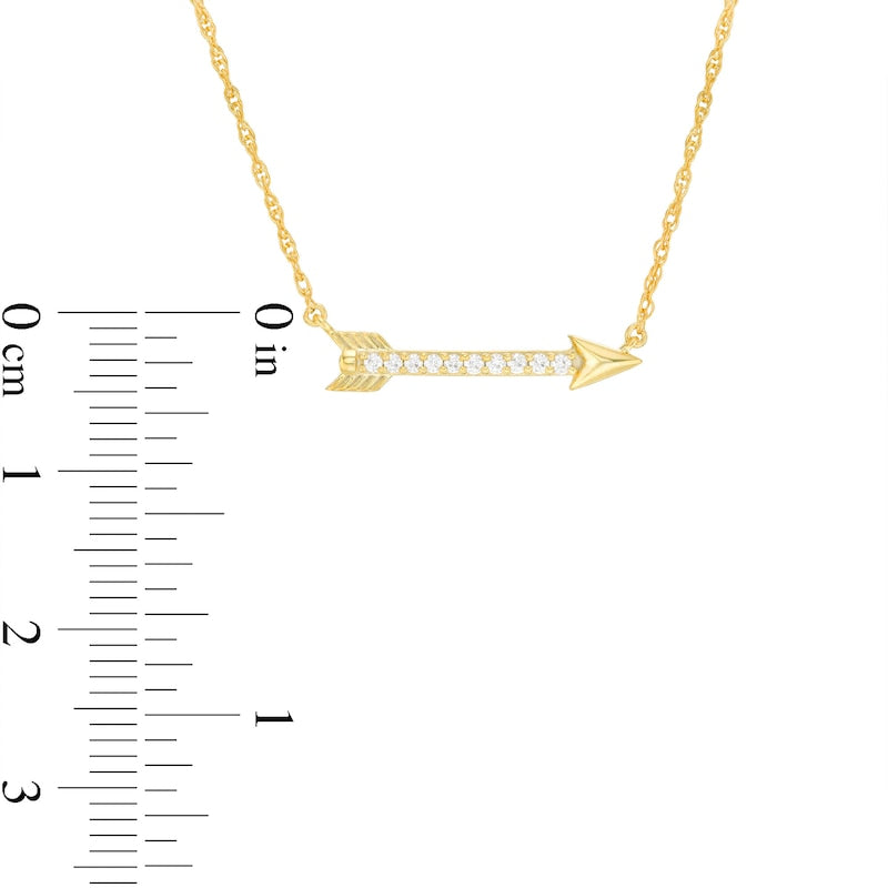 0.07 CT. T.W. Natural Diamond Sideways Arrow Necklace in 10K Yellow Gold - 17.25"