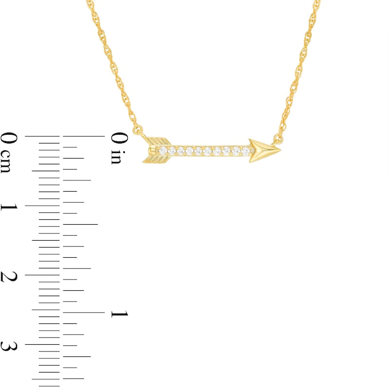 0.07 CT. T.W. Natural Diamond Sideways Arrow Necklace in 10K Yellow Gold - 17.25"