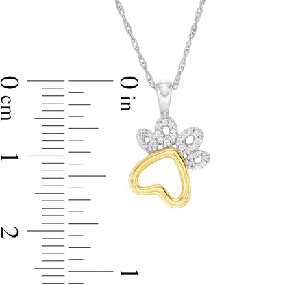 0.05 CT. T.W. Natural Diamond Paw Print Pendant in Sterling Silver and 10K Yellow Gold