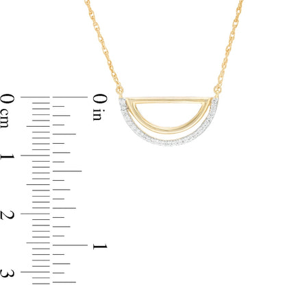 0.1 CT. T.W. Natural Diamond Open Half Circle Necklace in 10K Yellow Gold