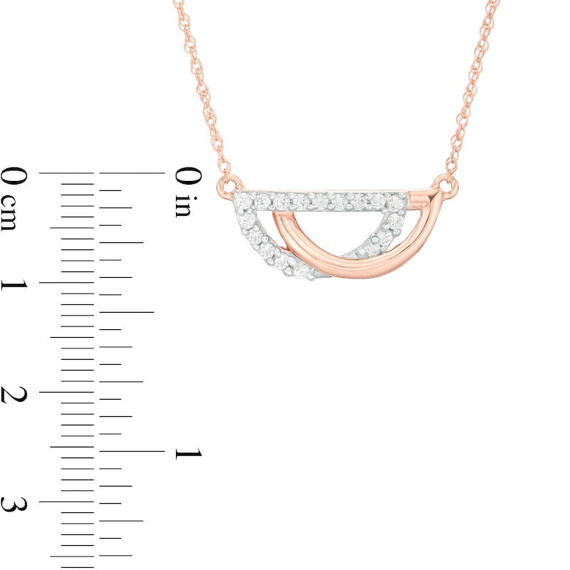 0.13 CT. T.W. Natural Diamond Interlocking Half Circles Necklace in 10K Rose Gold