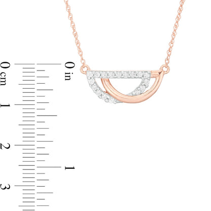 0.13 CT. T.W. Natural Diamond Interlocking Half Circles Necklace in 10K Rose Gold